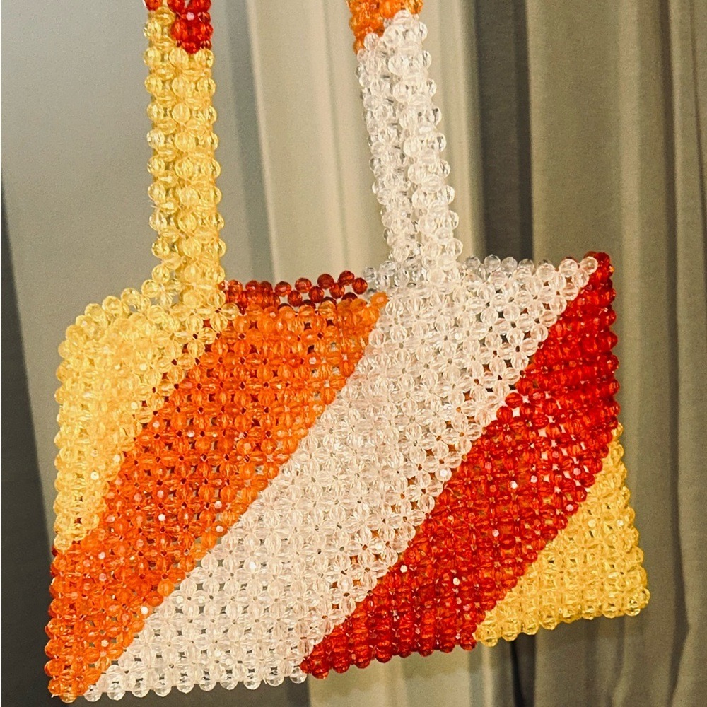 Glamorous Fun Colorful Beaded handbag Purse‎ 11.5 x 7"